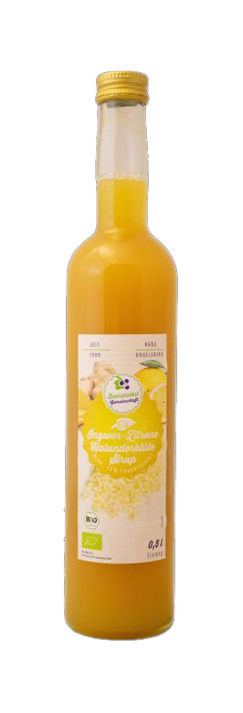 Ingwer-Zitrone-Holunderblüte Sirup, BIO, Regional, Beerenobstgemeinschaft Rhön, 0,5 Liter