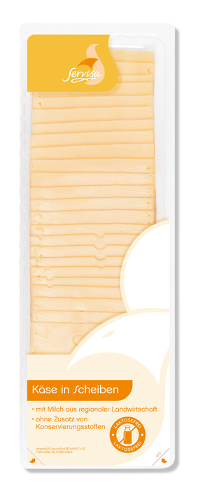 Butterkäse in Scheiben 45%F.i.Tr. 10x10cm, laktosefrei SERVISA