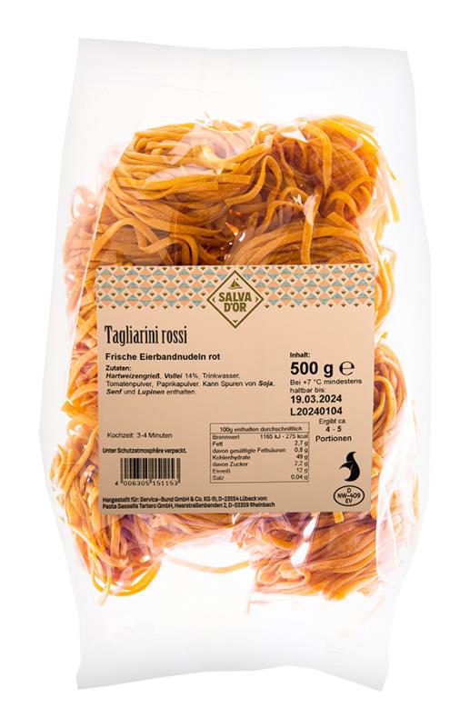 Tagliarini rossi Frische Eierbandnudeln rot SALVA D'OR Tagliarini rossi Frische Eierbandnudeln rot SALVA D'OR