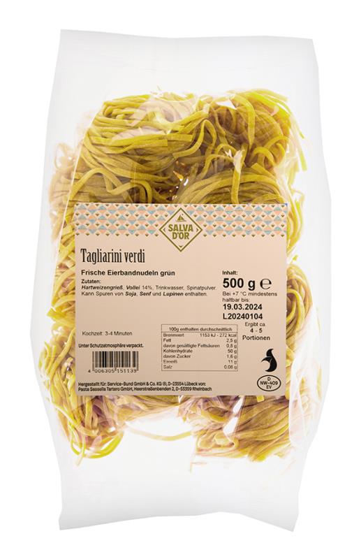 Tagliarini verdi Frische Eierbandnudeln grün SALVA D'OR Tagliarini verdi Frische Eierbandnudeln grün SALVA D'OR