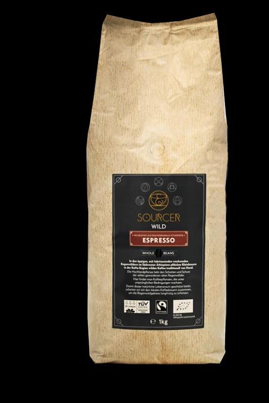 SOURCER Bio Wildkaffee Espresso ganze Bohne, 100% Arabica Fairtrade SOURCER WILD