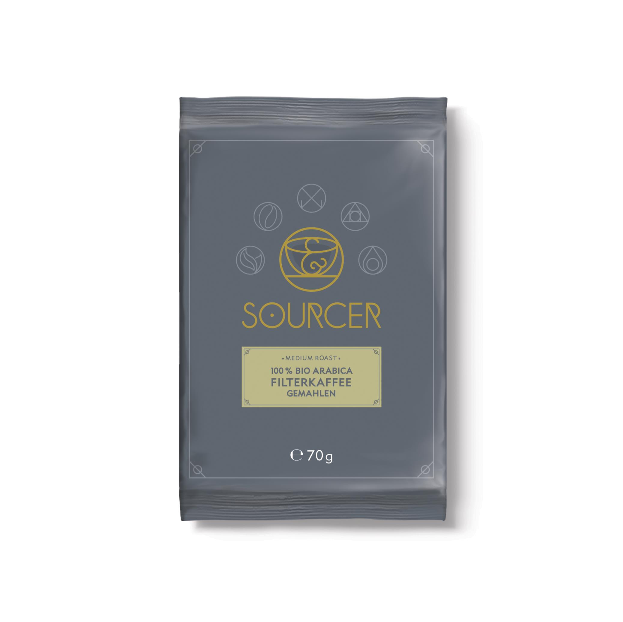 SOURCER Bio Filterkaffee gemahlen 100% Arabica 70 g SOURCER SOURCER Bio Filterkaffee gemahlen 100% Arabica 70 g SOURCER