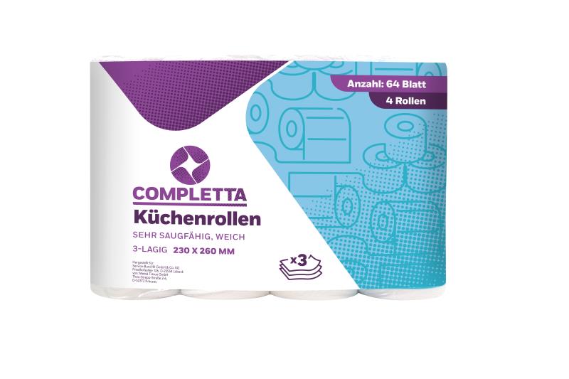 COMPLETTA Küchenrolle weiß, 3-lagig, 64 Blatt COMPLETTA COMPLETTA Küchenrolle weiß, 3-lagig, 64 Blatt COMPLETTA